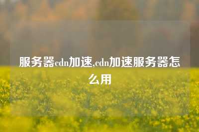 服务器cdn加速,cdn加速服务器怎么用