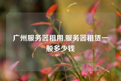 广州服务器租用,服务器租赁一般多少钱