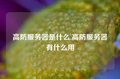 高防服务器是什么,高防服务器有什么用