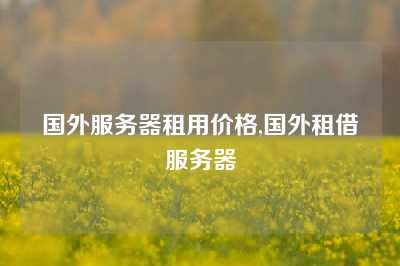 国外服务器租用价格,国外租借服务器