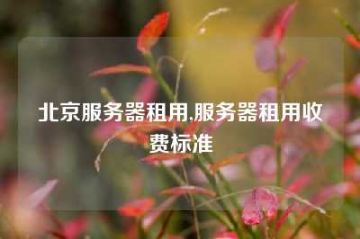 北京服务器租用,服务器租用收费标准
