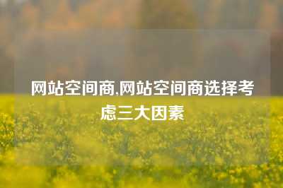 网站空间商,网站空间商选择考虑三大因素
