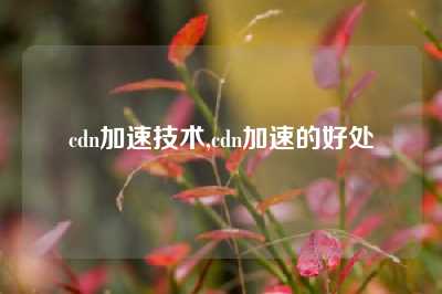 cdn加速技术,cdn加速的好处