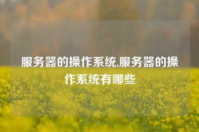 服务器的操作系统,服务器的操作系统有哪些