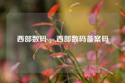 西部数码vps,西部数码备案码