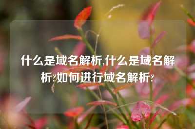 什么是域名解析,什么是域名解析?如何进行域名解析?