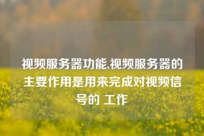 视频服务器功能,视频服务器的主要作用是用来完成对视频信号的 工作