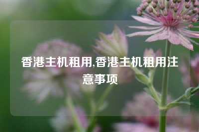 香港主机租用,香港主机租用注意事项
