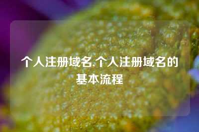个人注册域名,个人注册域名的基本流程