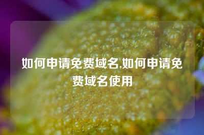 如何申请免费域名,如何申请免费域名使用