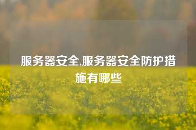 服务器安全,服务器安全防护措施有哪些