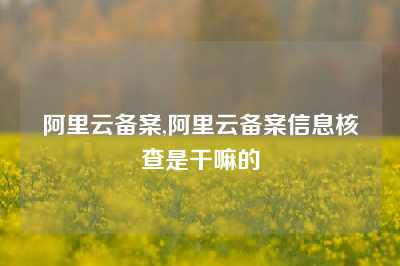 阿里云备案,阿里云备案信息核查是干嘛的