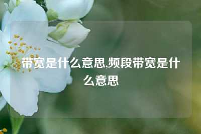 带宽是什么意思,频段带宽是什么意思
