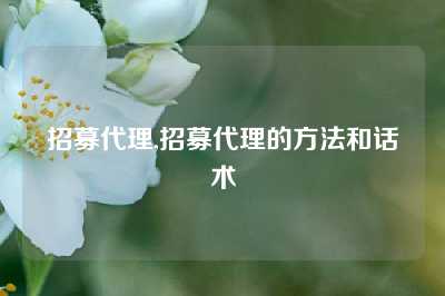 招募代理,招募代理的方法和话术