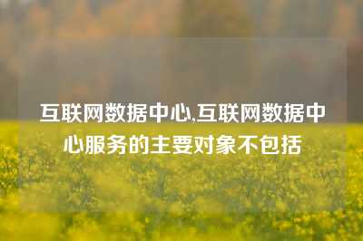 互联网数据中心,互联网数据中心服务的主要对象不包括
