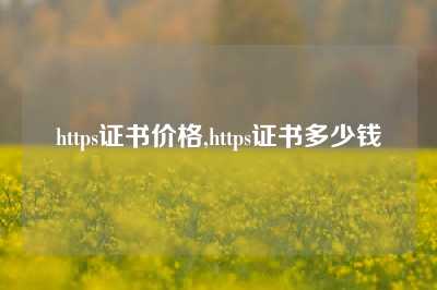 https证书价格,https证书多少钱