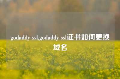 godaddy ssl,godaddy ssl证书如何更换域名