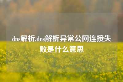 dns解析,dns解析异常公网连接失败是什么意思