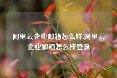 阿里云企业邮箱怎么样,阿里云企业邮箱怎么样登录