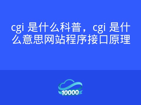 cgi 是什么科普,cgi 是什么意思网站程序接口原理