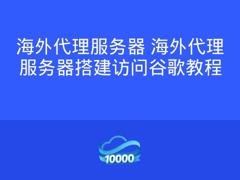 海外代理服务器 海外代理服务器搭建访问谷歌教程