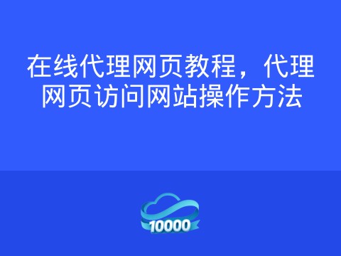 在线代理网页教程,代理网页访问网站操作方法