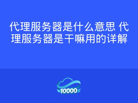 代理服务器是什么意思 代理服务器是干嘛用的详解