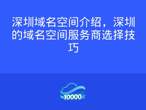 深圳域名空间介绍,深圳的域名空间服务商选择技巧