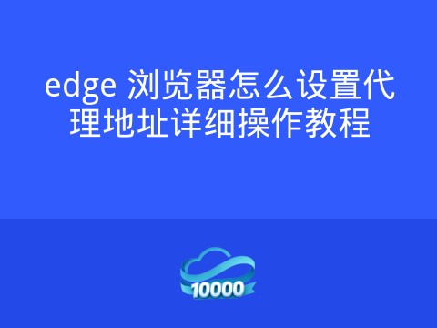 edge 浏览器怎么设置代理地址详细操作教程