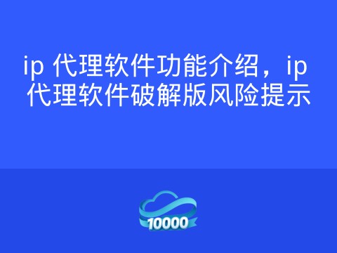 ip 代理软件功能介绍，ip 代理软件破解版风险提示