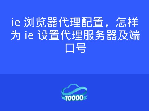 ie 浏览器代理配置，怎样为 ie 设置代理服务器及端口号