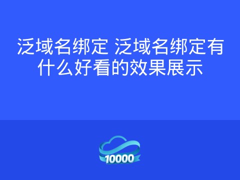 泛域名绑定 泛域名绑定有什么好看的效果展示