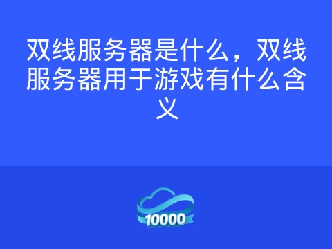 双线服务器是什么,双线服务器用于游戏有什么含义