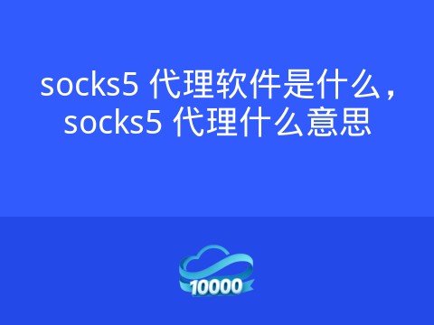 socks5 代理软件是什么,socks5 代理什么意思