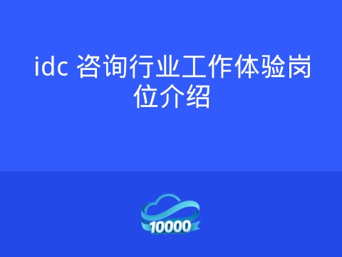 idc 咨询行业工作体验岗位介绍
