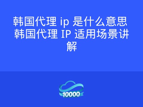 韩国代理 ip 是什么意思 韩国代理 IP 适用场景讲解