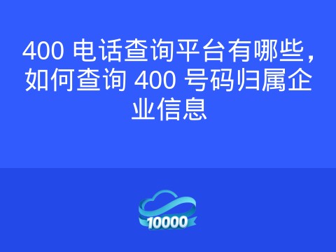 400 电话查询平台有哪些,如何查询 400 号码归属企业信息