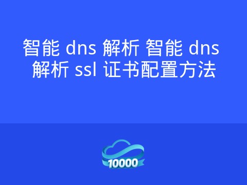 智能 dns 解析 智能 dns 解析 ssl 证书配置方法