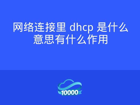 网络连接里 dhcp 是什么意思有什么作用