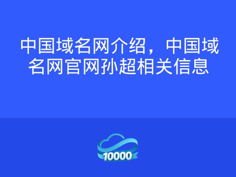中国域名网介绍,中国域名网官网孙超相关信息