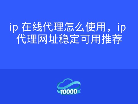 ip 在线代理怎么使用,ip 代理网址稳定可用推荐