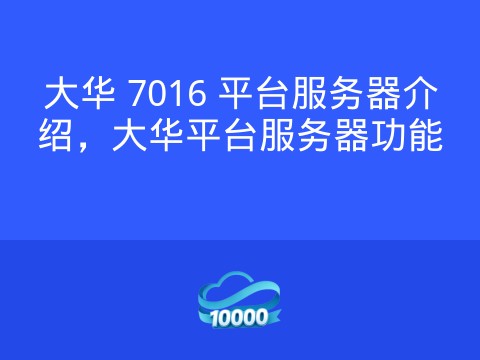 大华 7016 平台服务器介绍,大华平台服务器功能