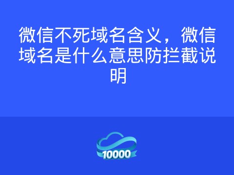 微信不死域名含义，微信域名是什么意思防拦截说明