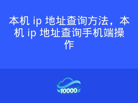 本机 ip 地址查询方法,本机 ip 地址查询手机端操作