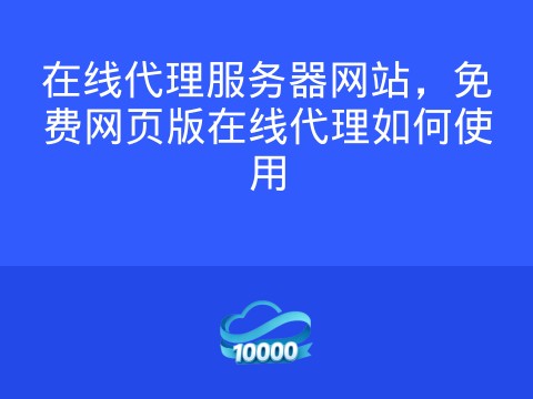 在线代理服务器网站,免费网页版在线代理如何使用